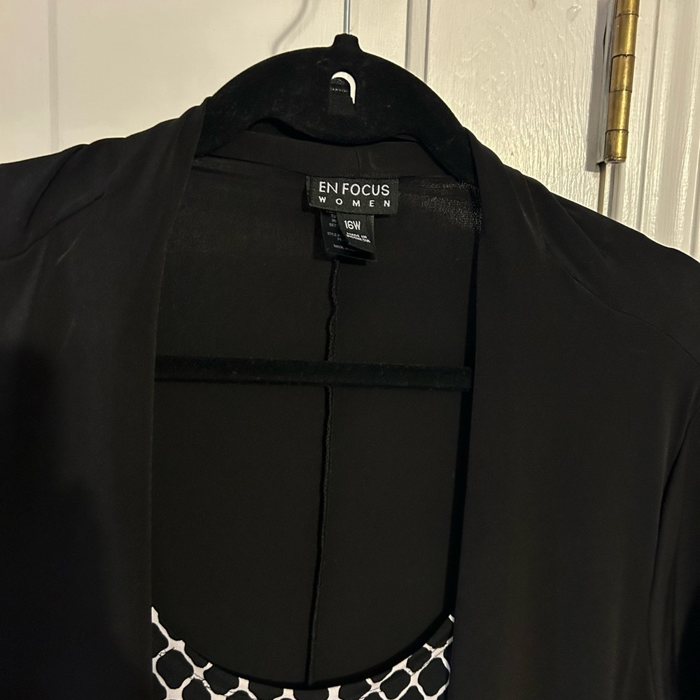 Enfocus Woman  size 16W black faux 2 piece dress.